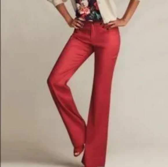CABI Style 5503 Valentine Trousers Linen Flare Pants in Perfect Red Sz 10 - Picture 14 of 14